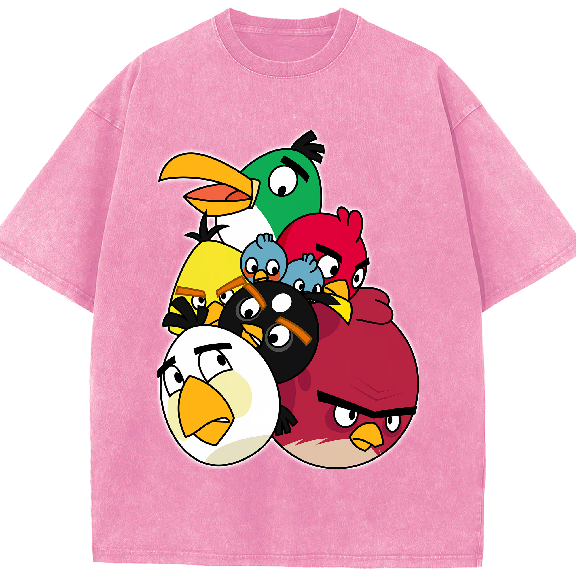 （画像用） Angry Birds アングリーバード 綿100% ヴィンテージ風 半袖Tシャツ（フロントプリント）